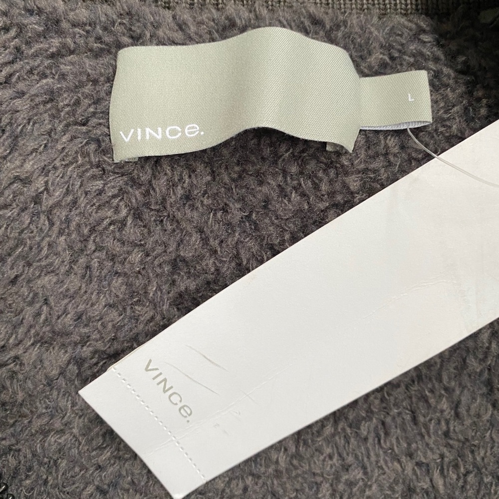 VINCE Mens Teddy Wool Blend Bomber Jacket Gray L - Picture 7 of 8